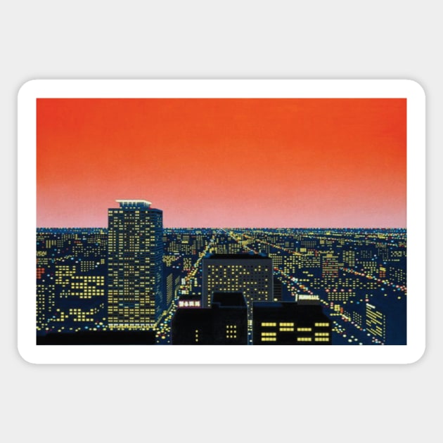 Hiroshi Nagai - City Pop Art at night Sticker by QualityArtFirst